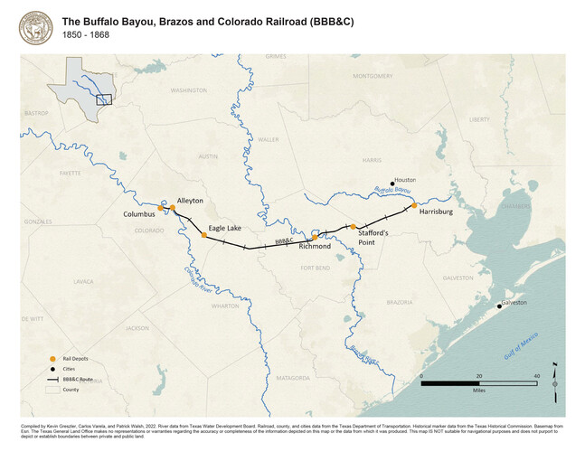 The Buffalo Bayou, Brazos and Colorado Railroad, Map #97088
