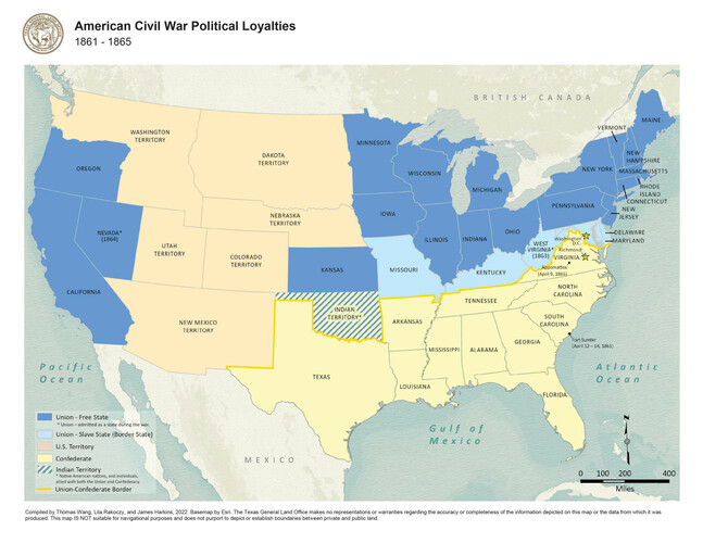 American Civil War Political Loyalties, Map #97091