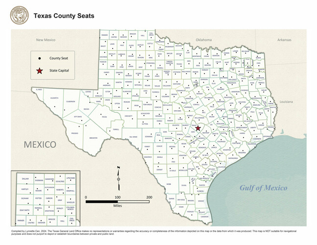 Texas County Seats, Map #97242