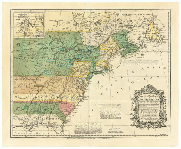 97416, A New and Accurate Map of North America (wherein the Errors of all preceeding British, French and Dutch Maps, respecting the rights of Great Britain, France & Spain, & the Limits of each of His Majesty's Provinces, are Corrected)