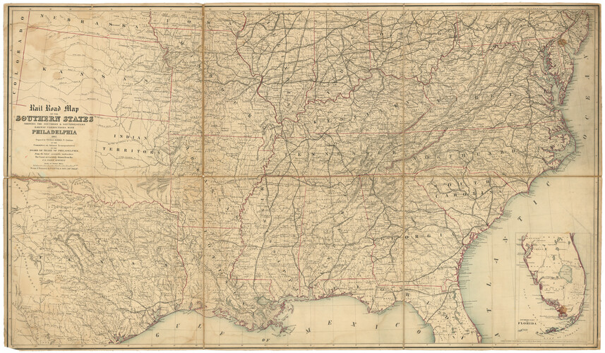 97482, Rail Road Map of the Southern States shewing the Southern & Southwestern Railway Connections with Philadelphia