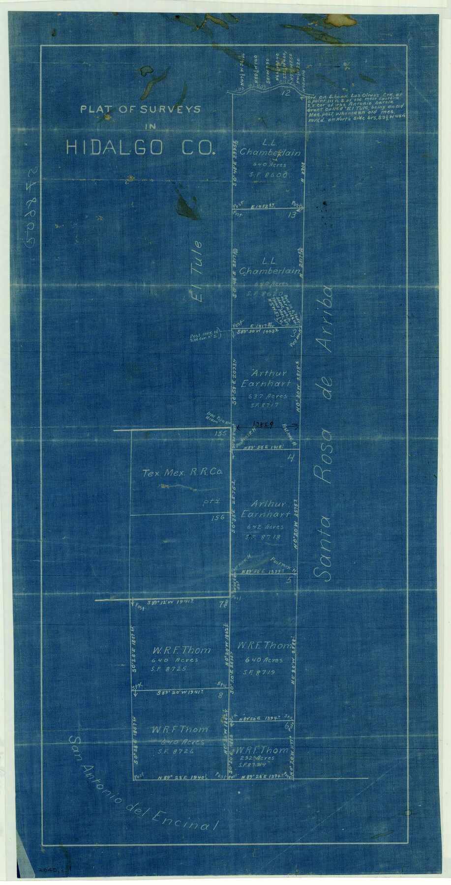 405, Plat of Surveys in Hidalgo Co., Maddox Collection