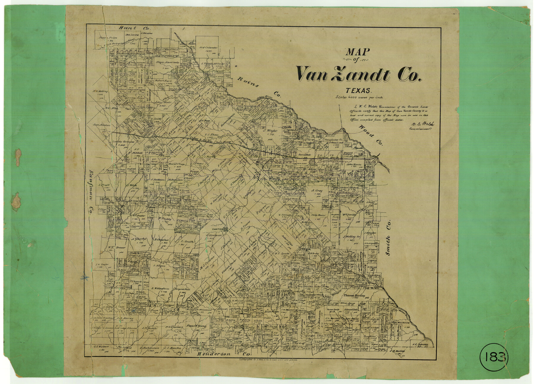 443, Map of Van Zandt County, Texas, Maddox Collection
