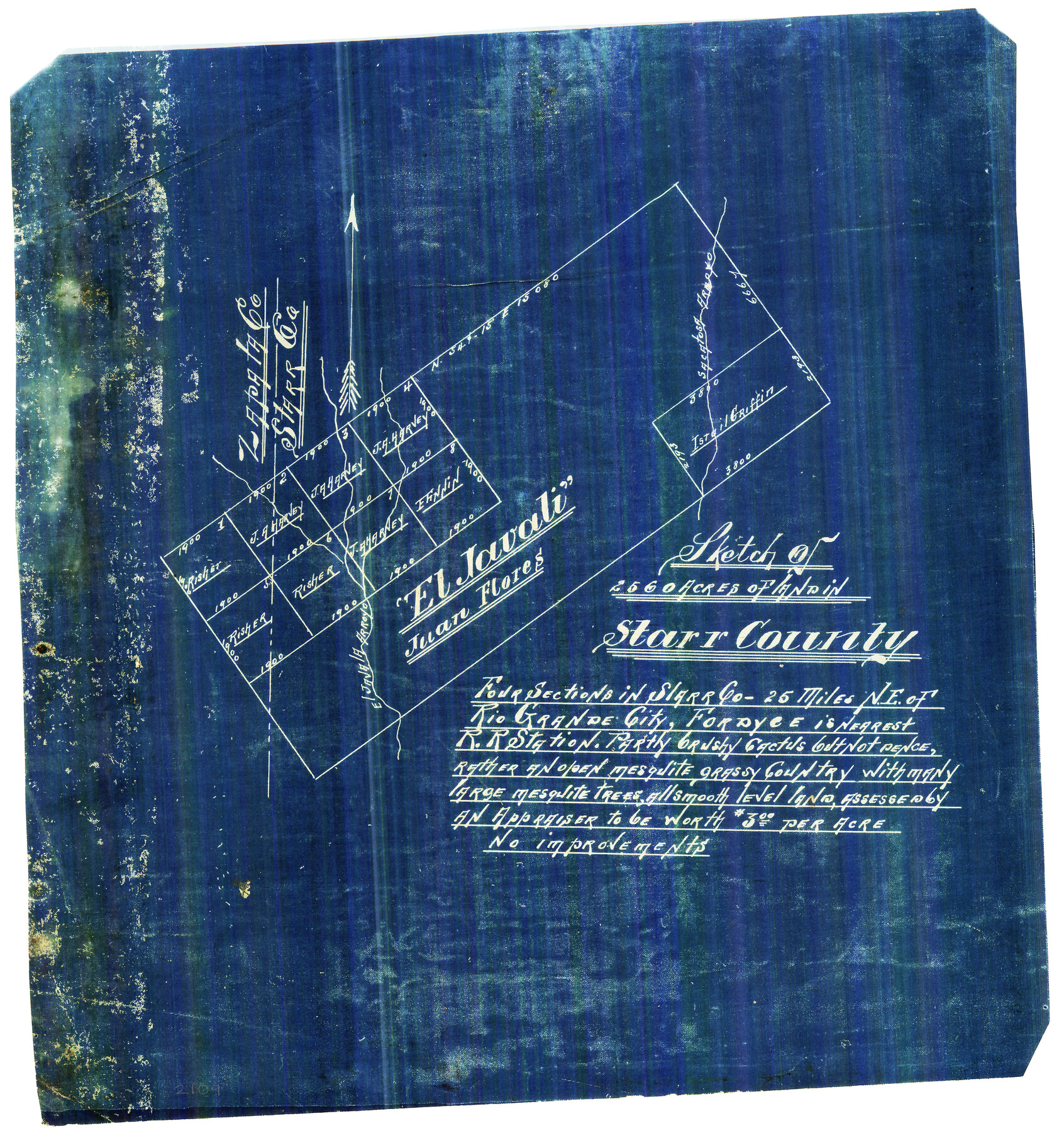 474, [El Javali Grant,] Sketch of 2560 acres of land in Starr County, Maddox Collection
