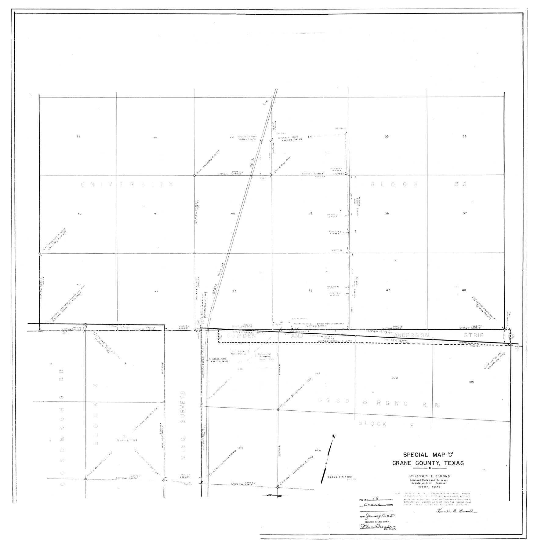 8683, Crane County Rolled Sketch 18, General Map Collection