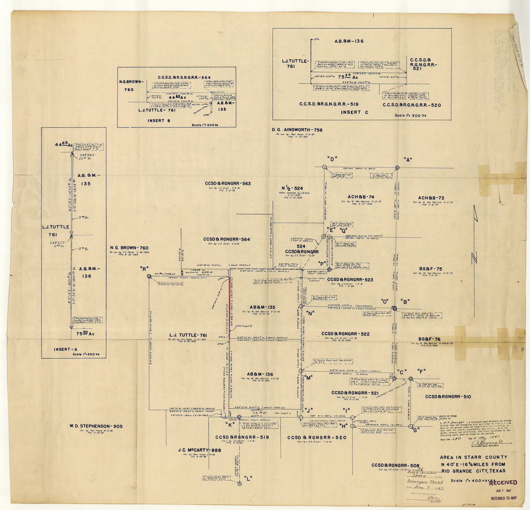 9941, Starr County Rolled Sketch 36, General Map Collection