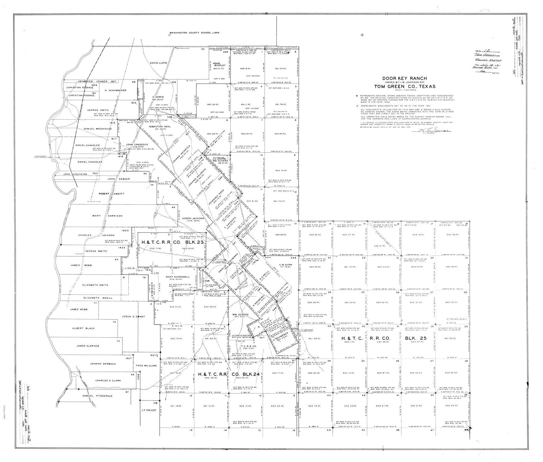 10003, Tom Green County Rolled Sketch 12A, General Map Collection
