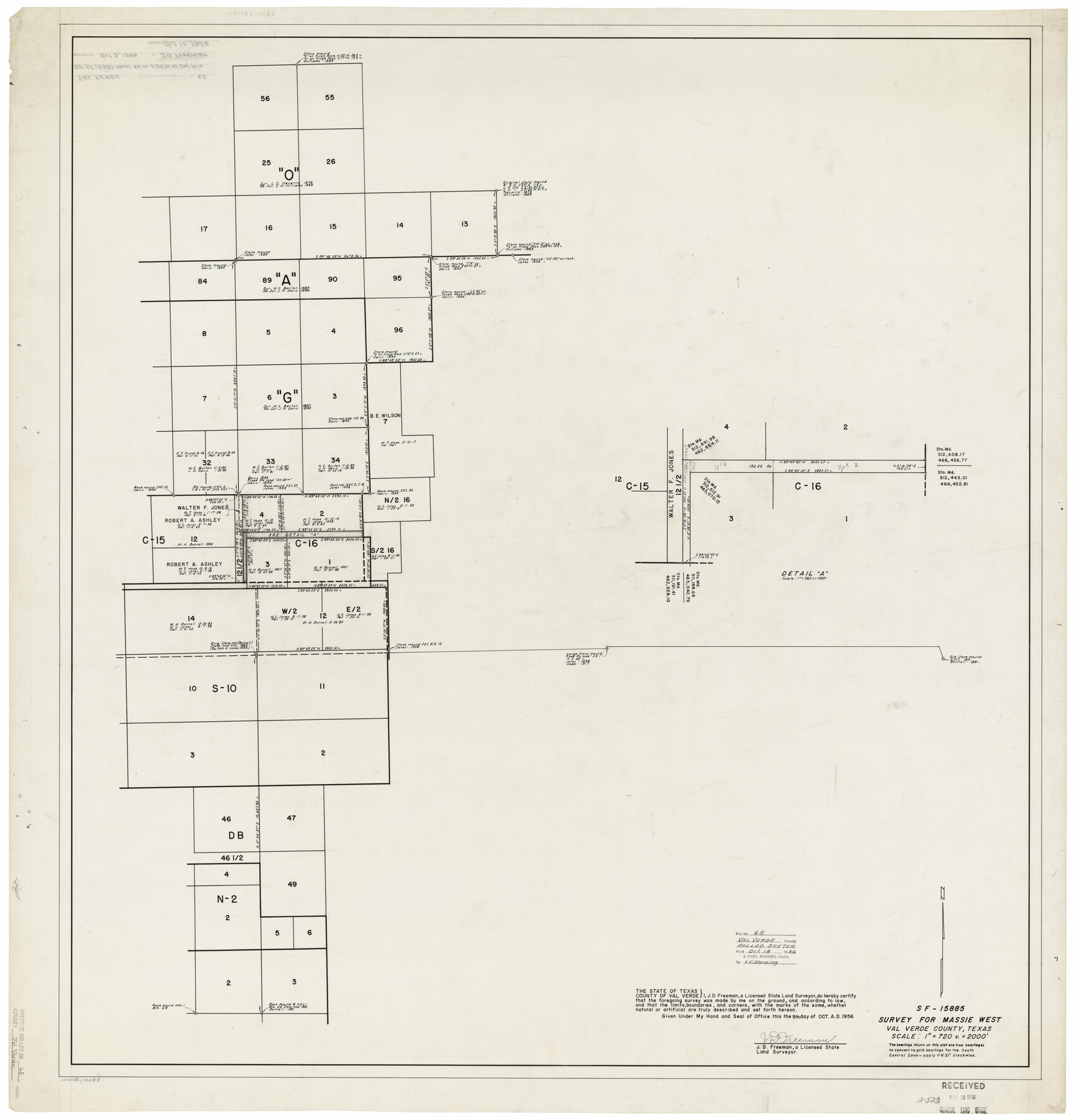 10083, Val Verde County Rolled Sketch 65, General Map Collection