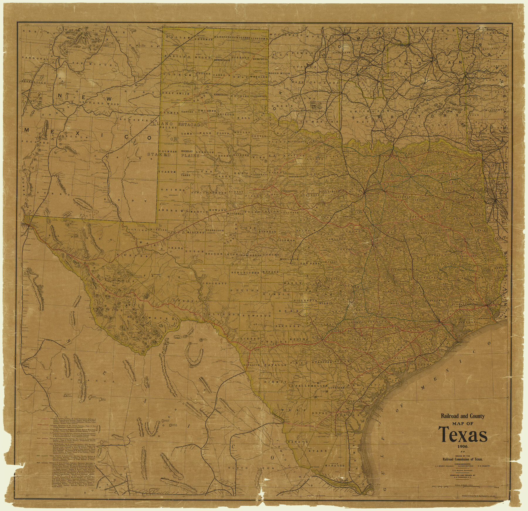 10748, Railroad and County Map of Texas, General Map Collection
