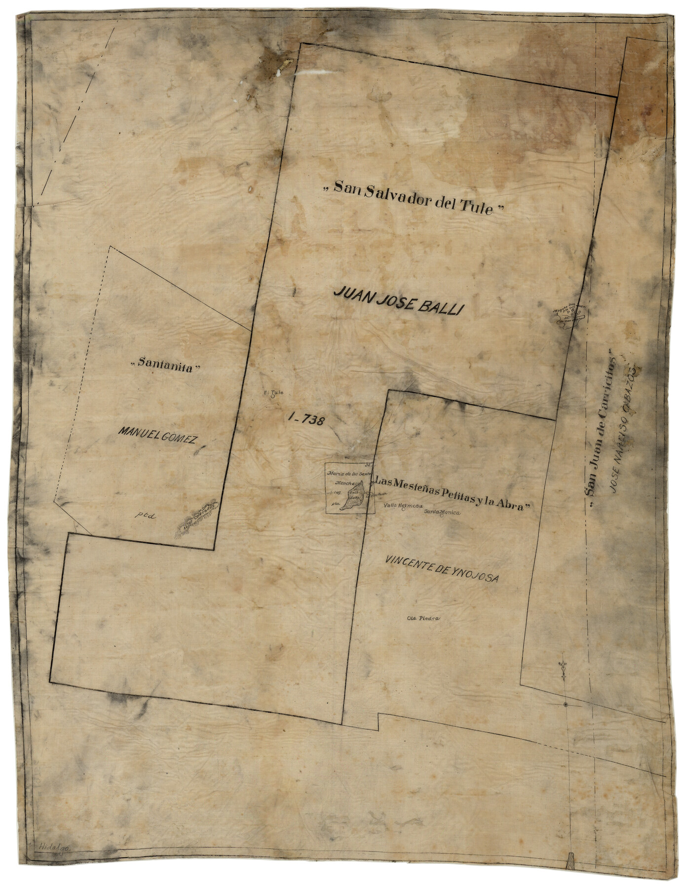 10756, [Sketch of 'San Salvador del Tule', Juan Jose Balli Grant, Hidalgo County, Texas], Maddox Collection
