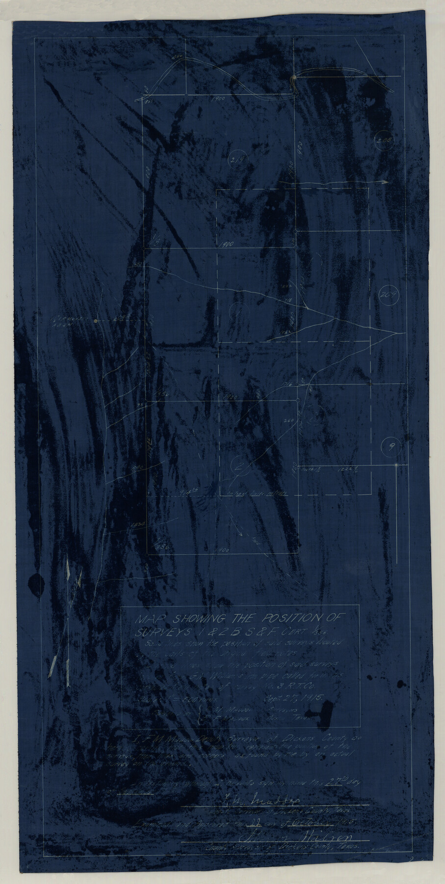 10768, Map Showing the position of surveys 1 & 2, B.S. & F. Cert 1/356, Maddox Collection