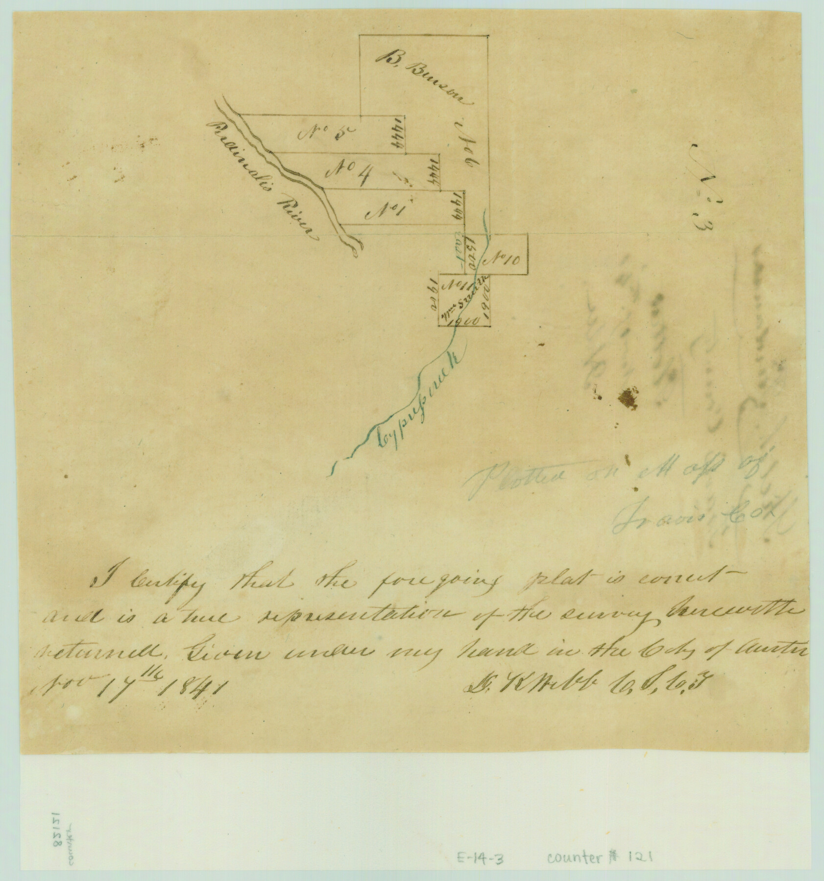 121, [Surveys along the Pedernales River and Cypress Creek], General Map Collection