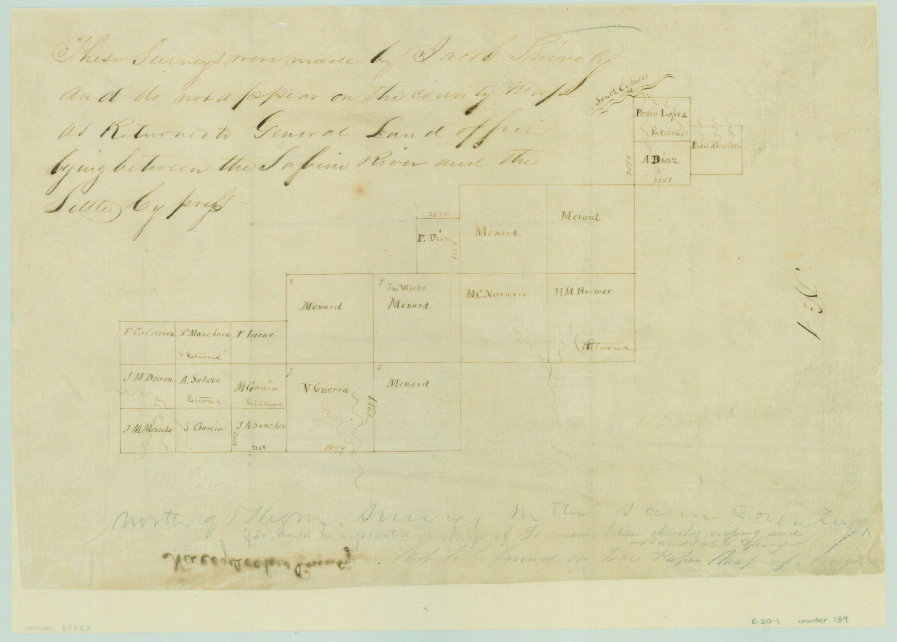 139, [Surveys between the Sabine River and Little Cypress Creek], General Map Collection