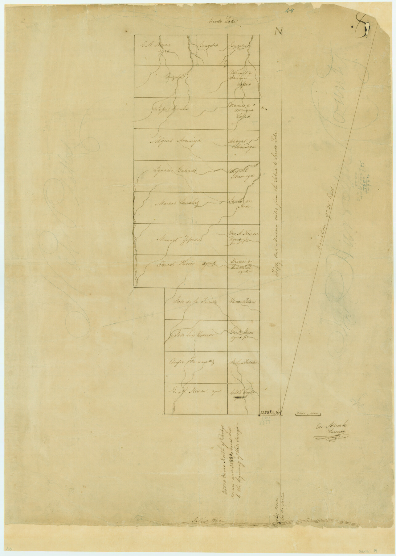 14, [Surveys between the Sabine and Red Rivers made for titles under Radford Berry, Commissioner], General Map Collection