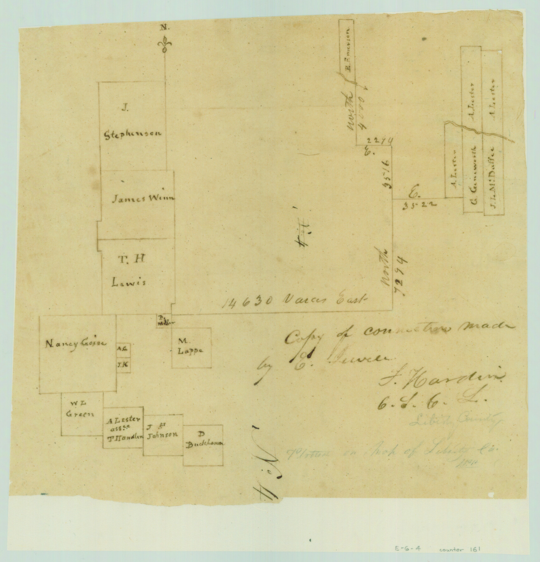 161, Copy of connection made by E. Sewell, General Map Collection