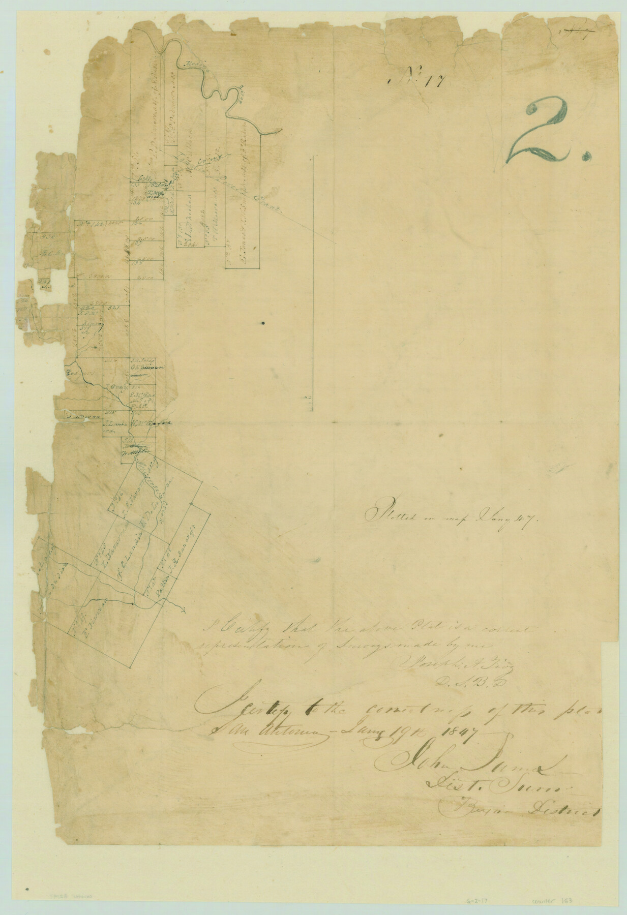 163, [Surveys in the Bexar District along the Atascosa Creek], General Map Collection