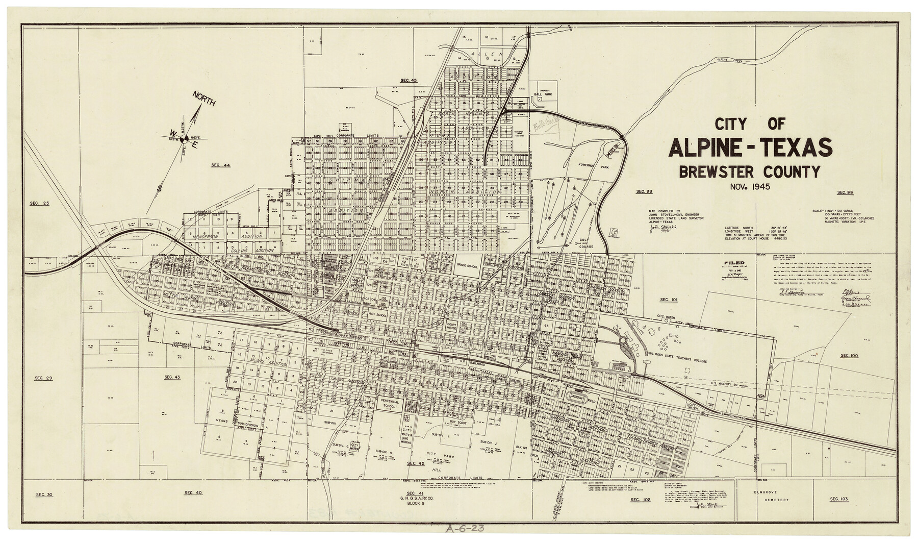 1683, City of Alpine - Texas, Brewster County, General Map Collection