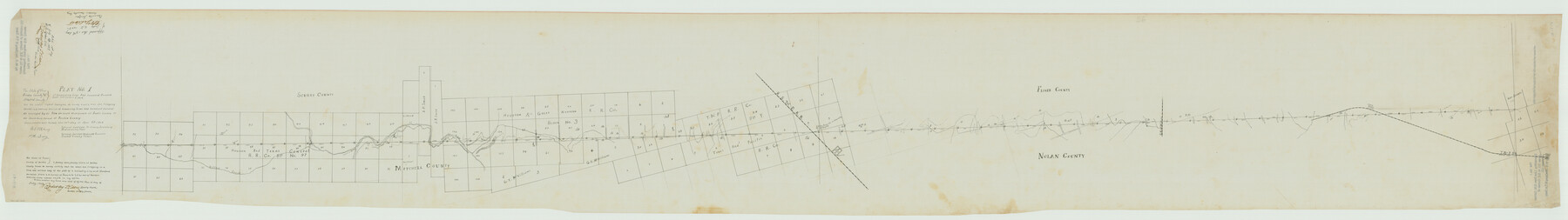 1698, [Plat No. 1, Connecting line from SW corner of Jones Co. to SE corner of Borden Co.], General Map Collection