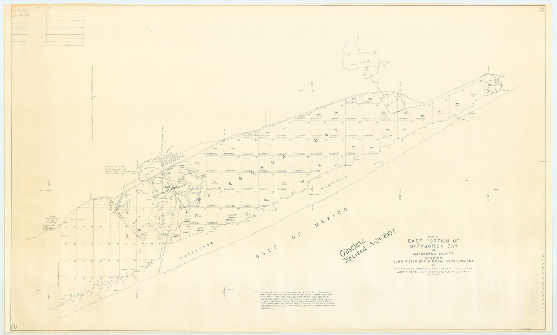 1909, East Portion of Matagorda Bay in Matagorda County, showing Subdivision for Mineral Development, General Map Collection