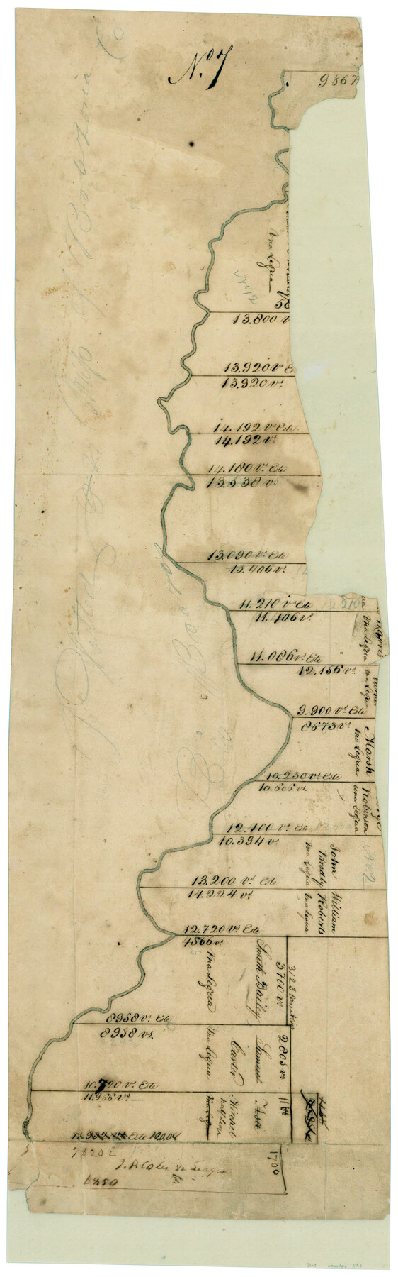 191, [Surveys in Austin's Colony along the east side of the Brazos River], General Map Collection