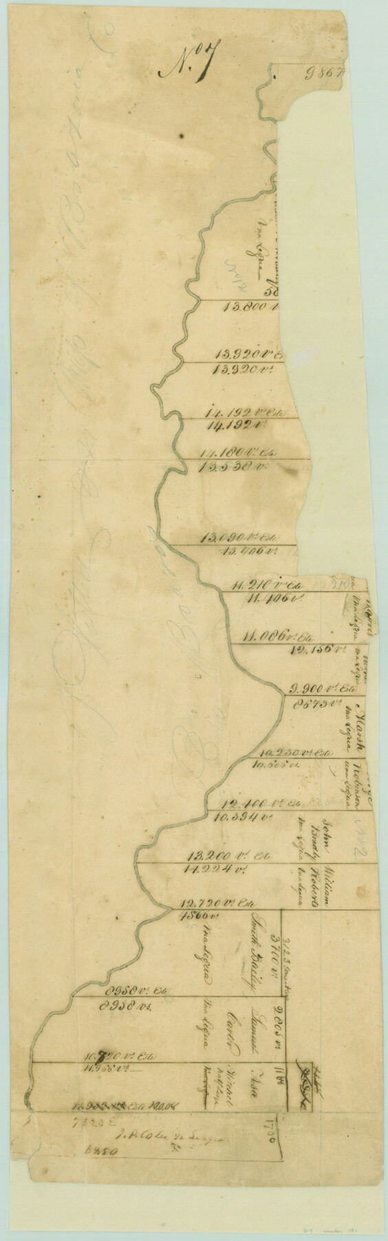 191, [Surveys in Austin's Colony along the east side of the Brazos River], General Map Collection