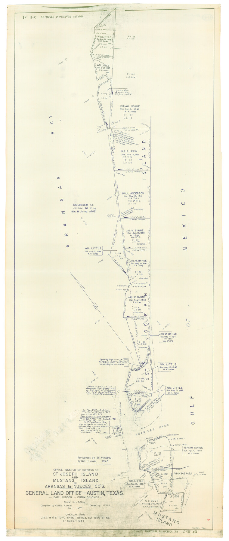 1920, Office Sketch of surveys on St. Joseph and Mustang Islands, Aransas, and Nueces Counties, General Map Collection