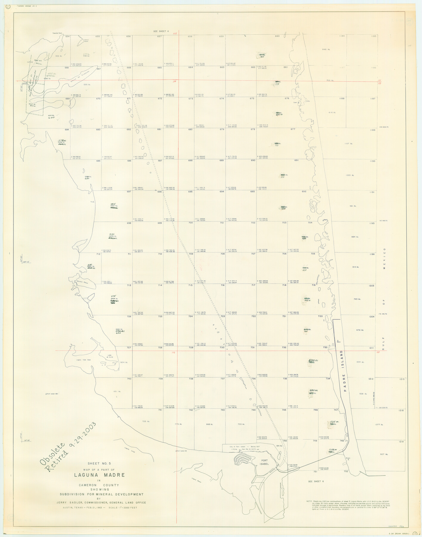 1926, Part of Laguna Madre in Cameron County, showing Subdivision for Mineral Development, General Map Collection