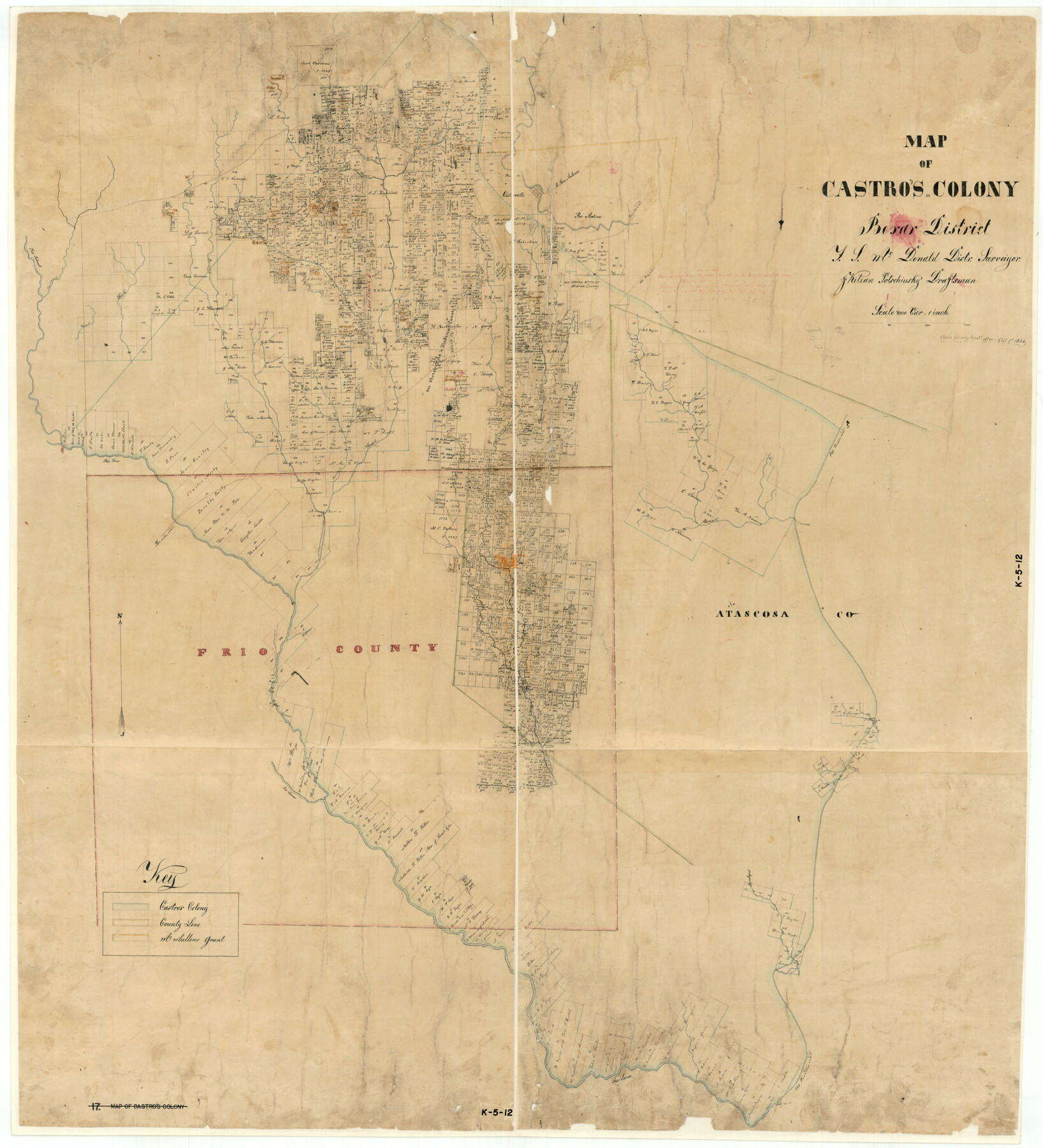 1962, Map of Castro's Colony - Bexar District, General Map Collection