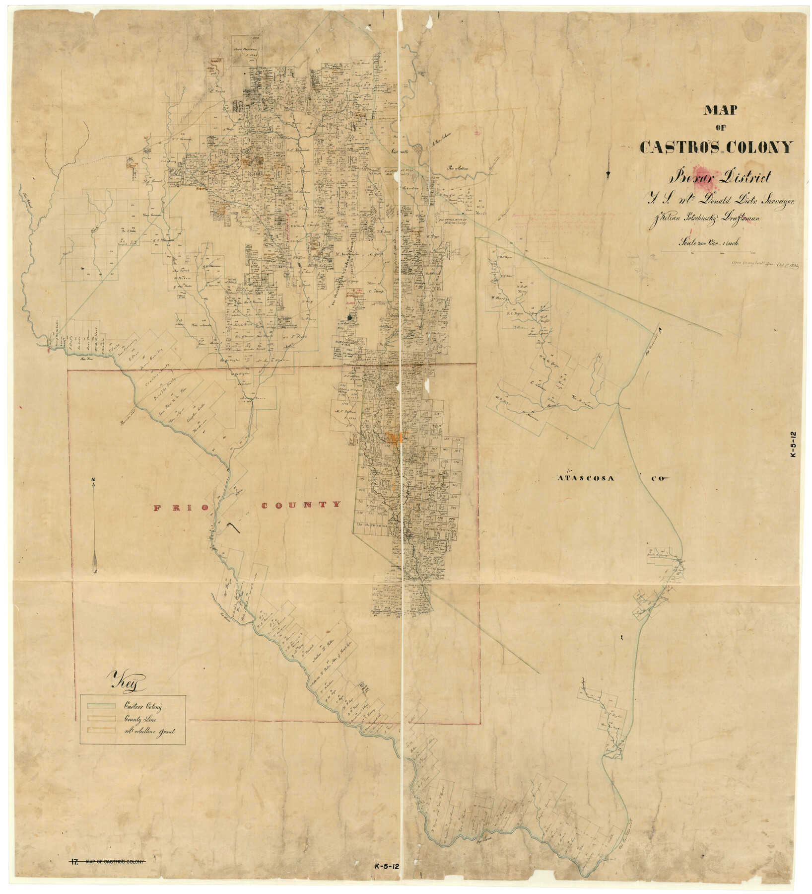 1962, Map of Castro's Colony - Bexar District, General Map Collection
