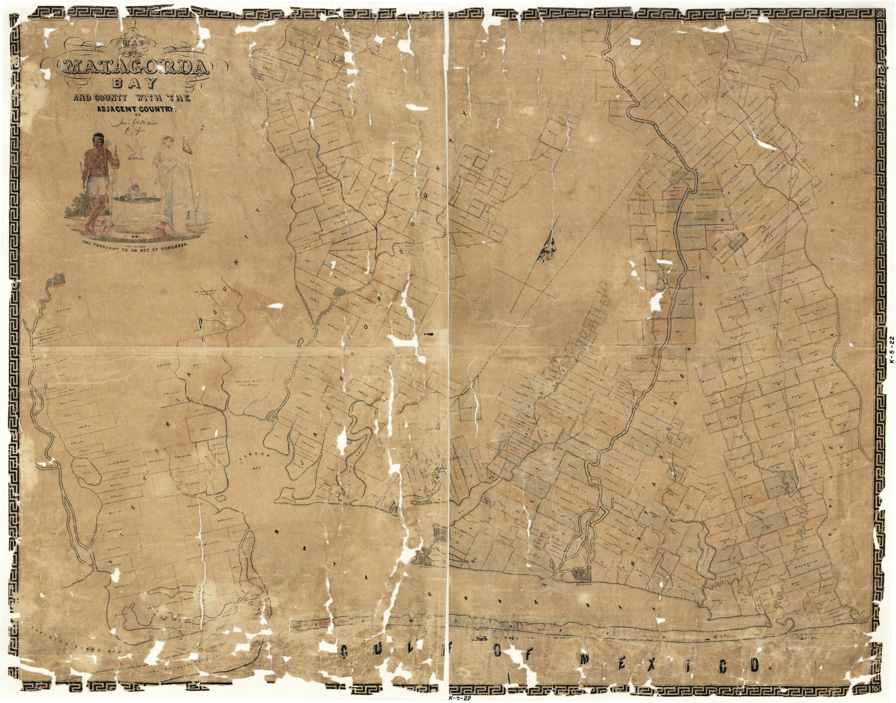 2002, Map of Matagorda Bay and County with the Adjacent Country, General Map Collection