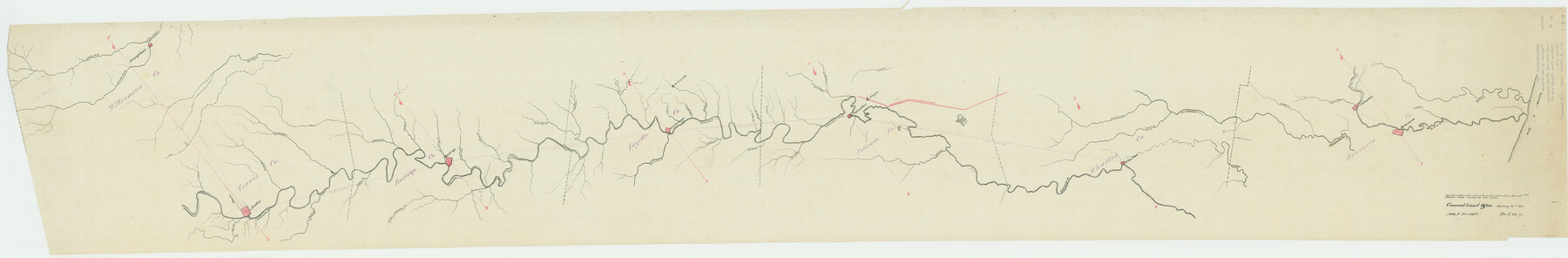 2054, [Traverse up the Brazos and Colorado River showing distance from county site to county site], General Map Collection