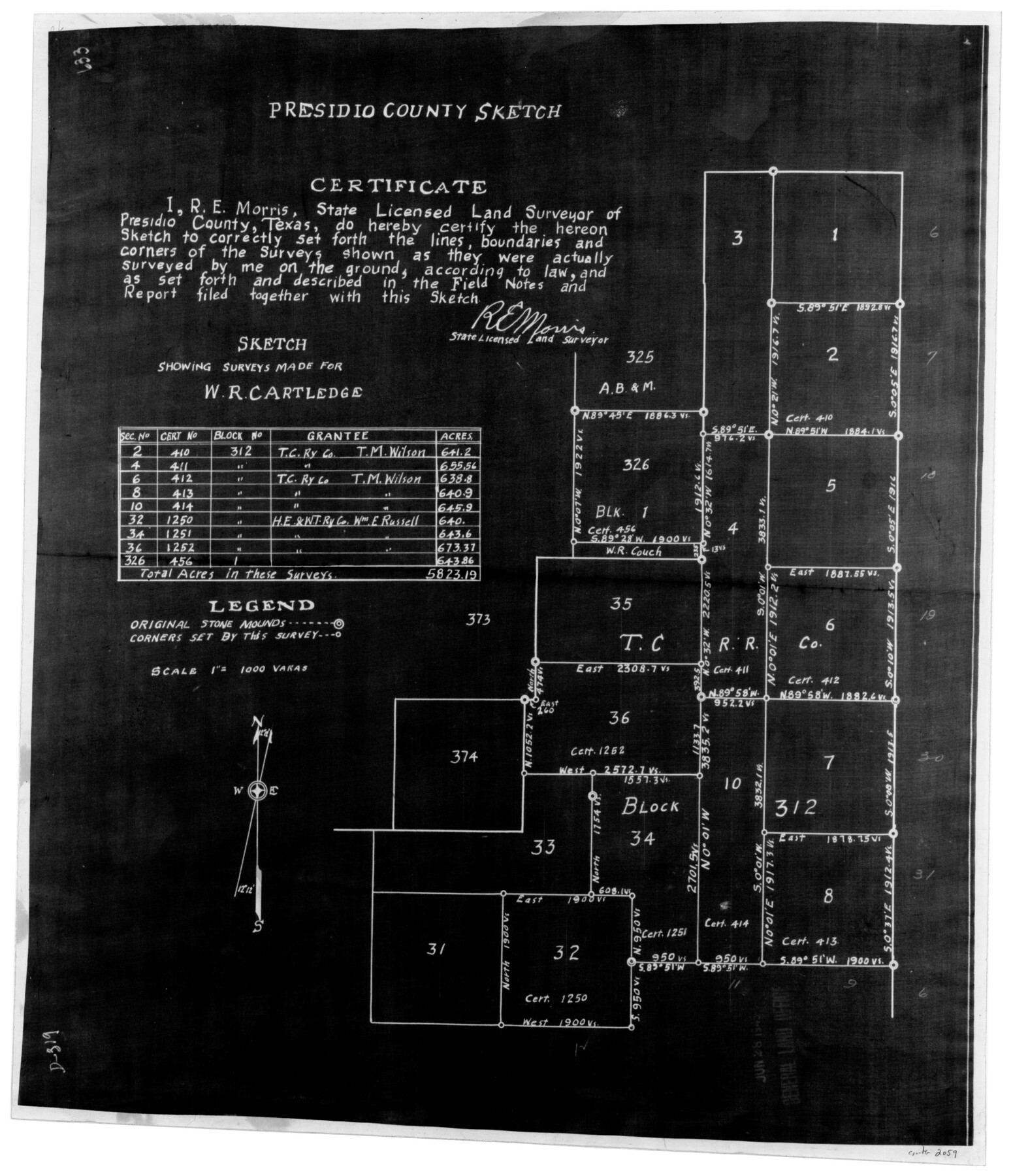 2059, Sketch Showing Surveys Made for W. R. Cartledge, General Map Collection
