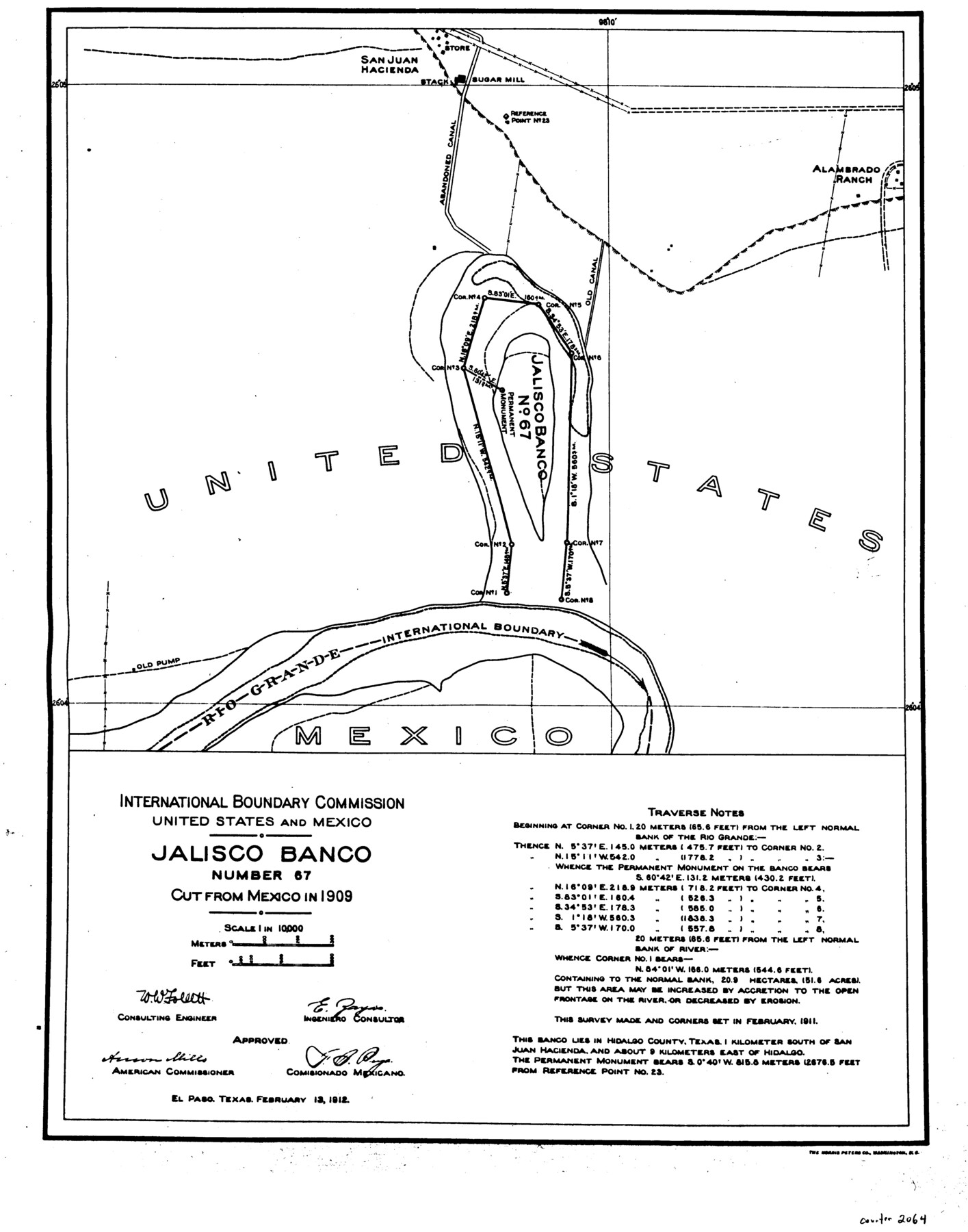 2064, Jalisco Banco Number 67, cut from Mexico in 1909, General Map Collection
