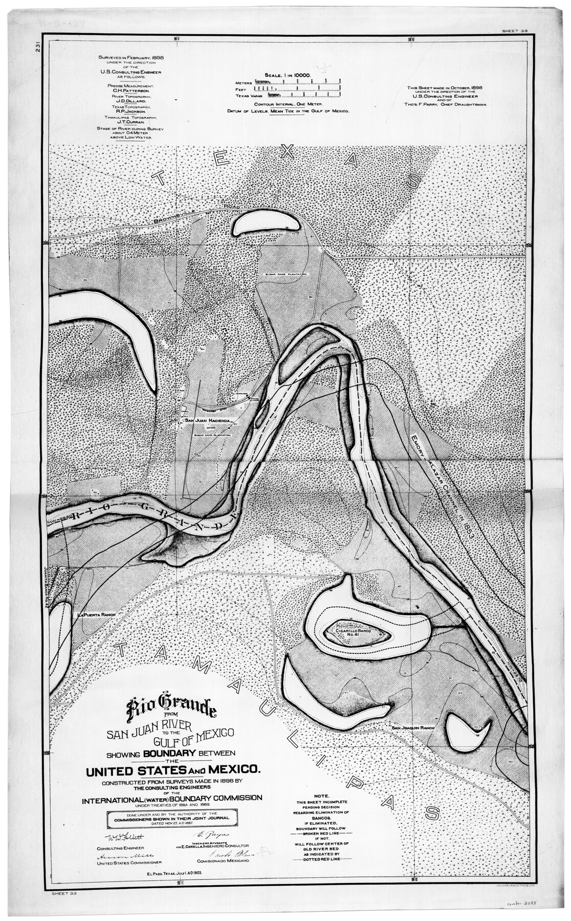 2065, Rio Grande from San Juan River to the Gulf of Mexico showing Boundary between the United States and Mexico, General Map Collection
