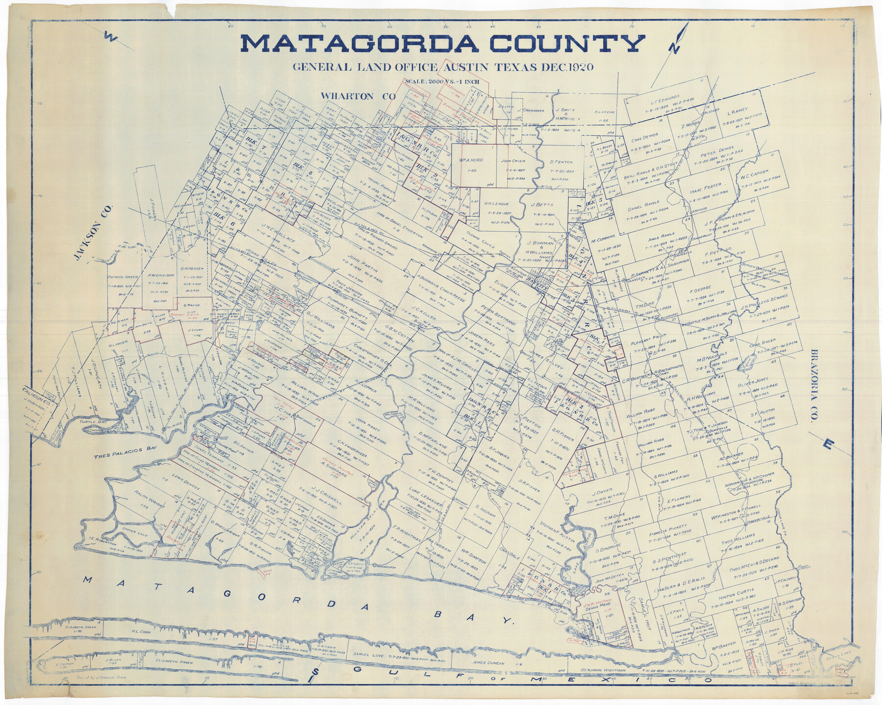 2066, [Map of Matagorda County Showing Abandoned Surveys], General Map Collection