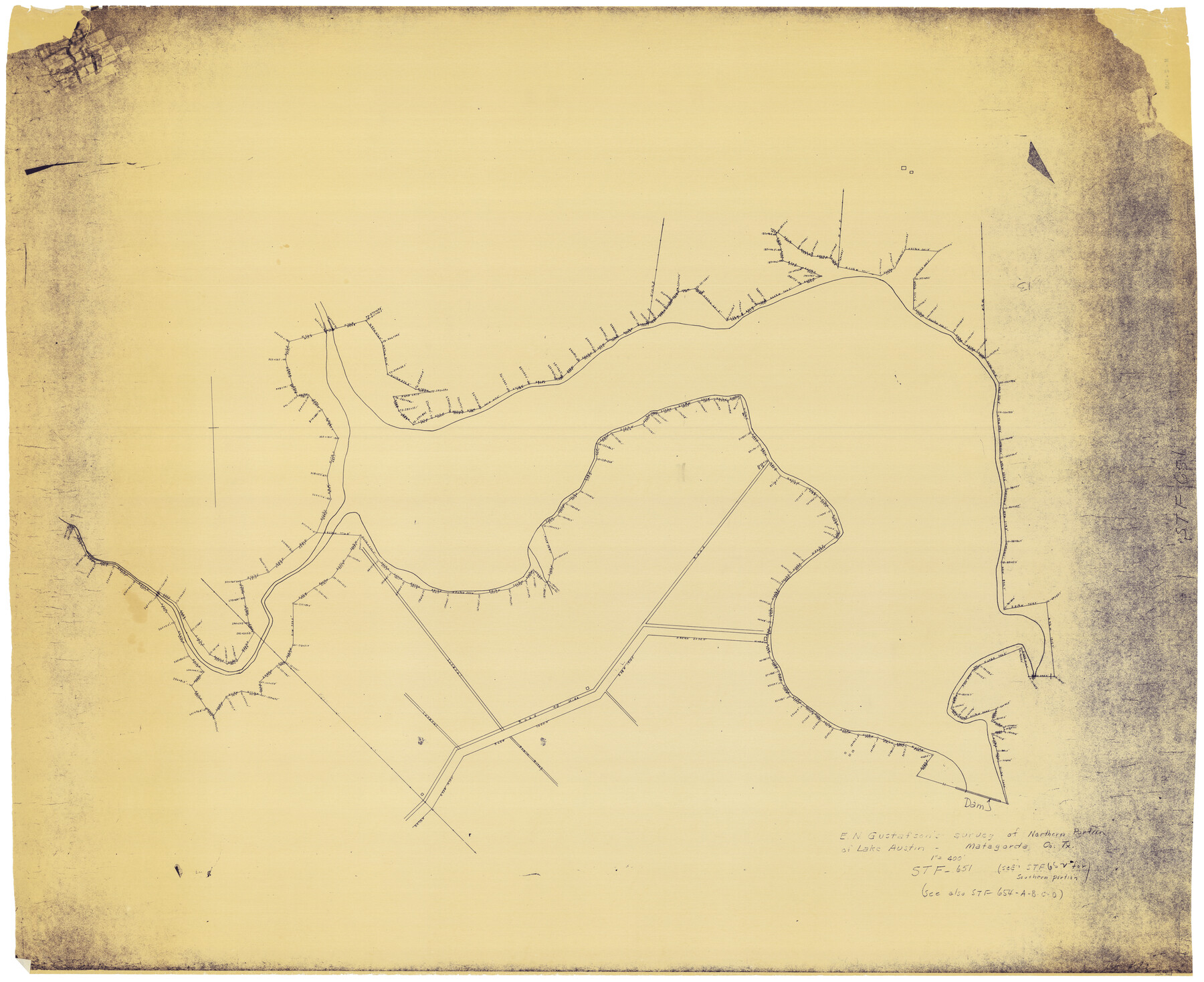 2068, E. N. Gustafson's survey of Northern Portion of Lake Austin, Matagorda Co., TX, General Map Collection
