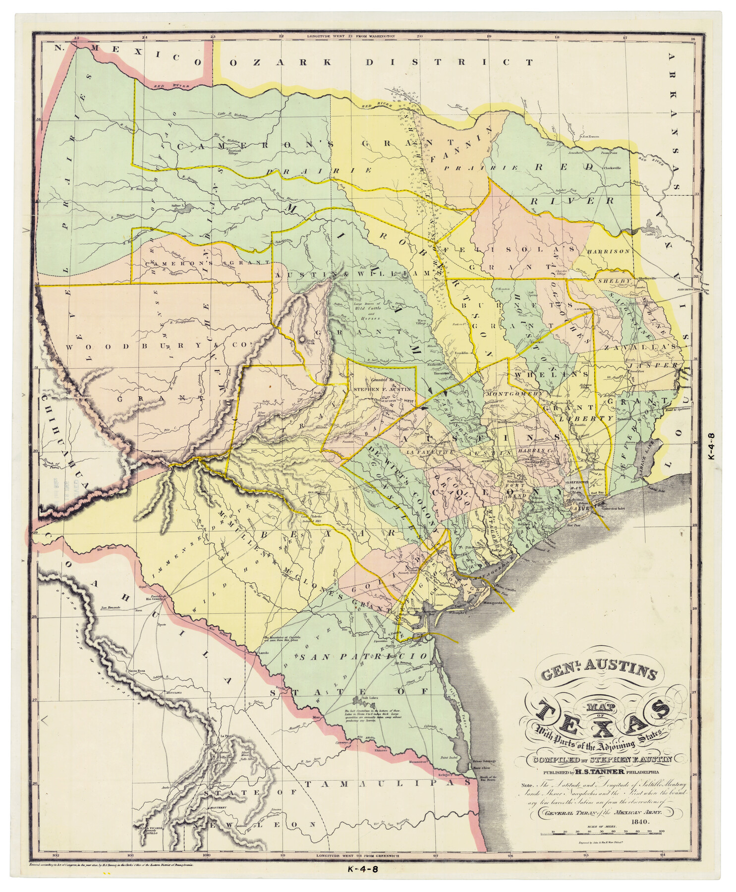 2116, Genl. Austin's Map of Texas with parts of the Adjoining States, General Map Collection