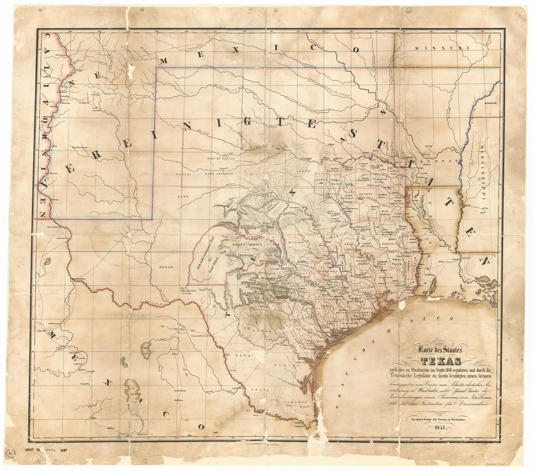 Karte des Staates, Texas