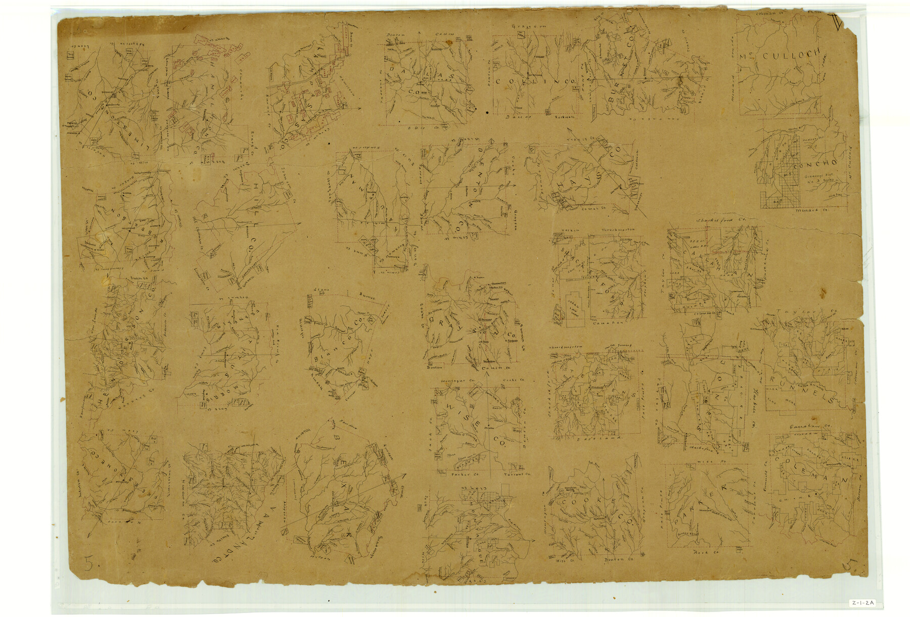 2140, [Drawings of individual counties for Pressler and Langermann's 1879 Map of Texas], General Map Collection