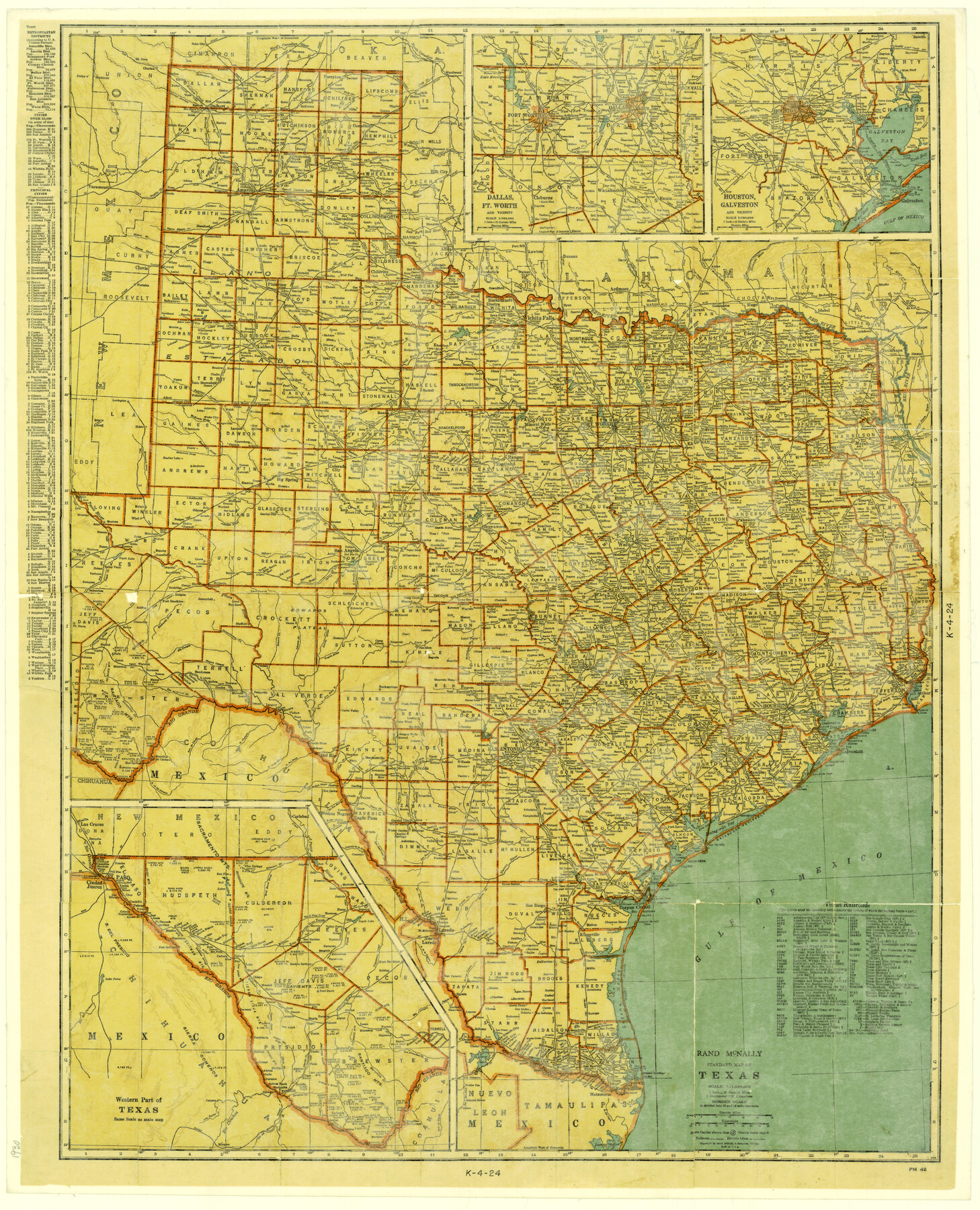 2147, Rand McNally Standard Map of Texas, General Map Collection