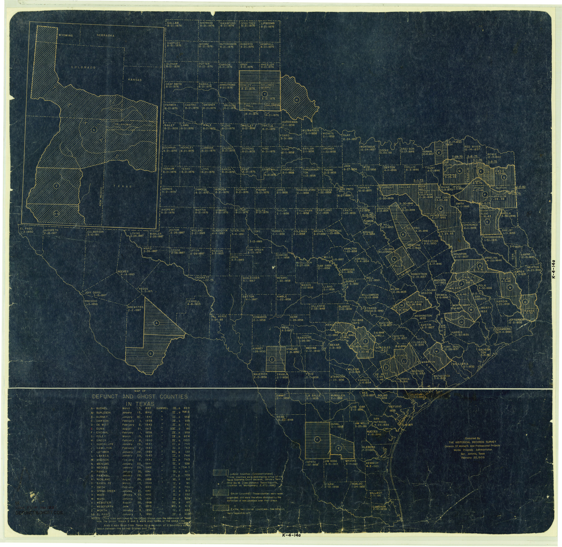 2148, Map of Defunct and Ghost Counties in Texas, General Map Collection