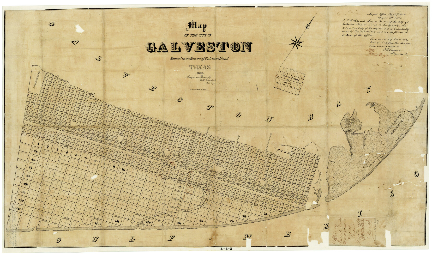 2170, Map of the City of Galveston Situated on the East end of Galveston Island, General Map Collection