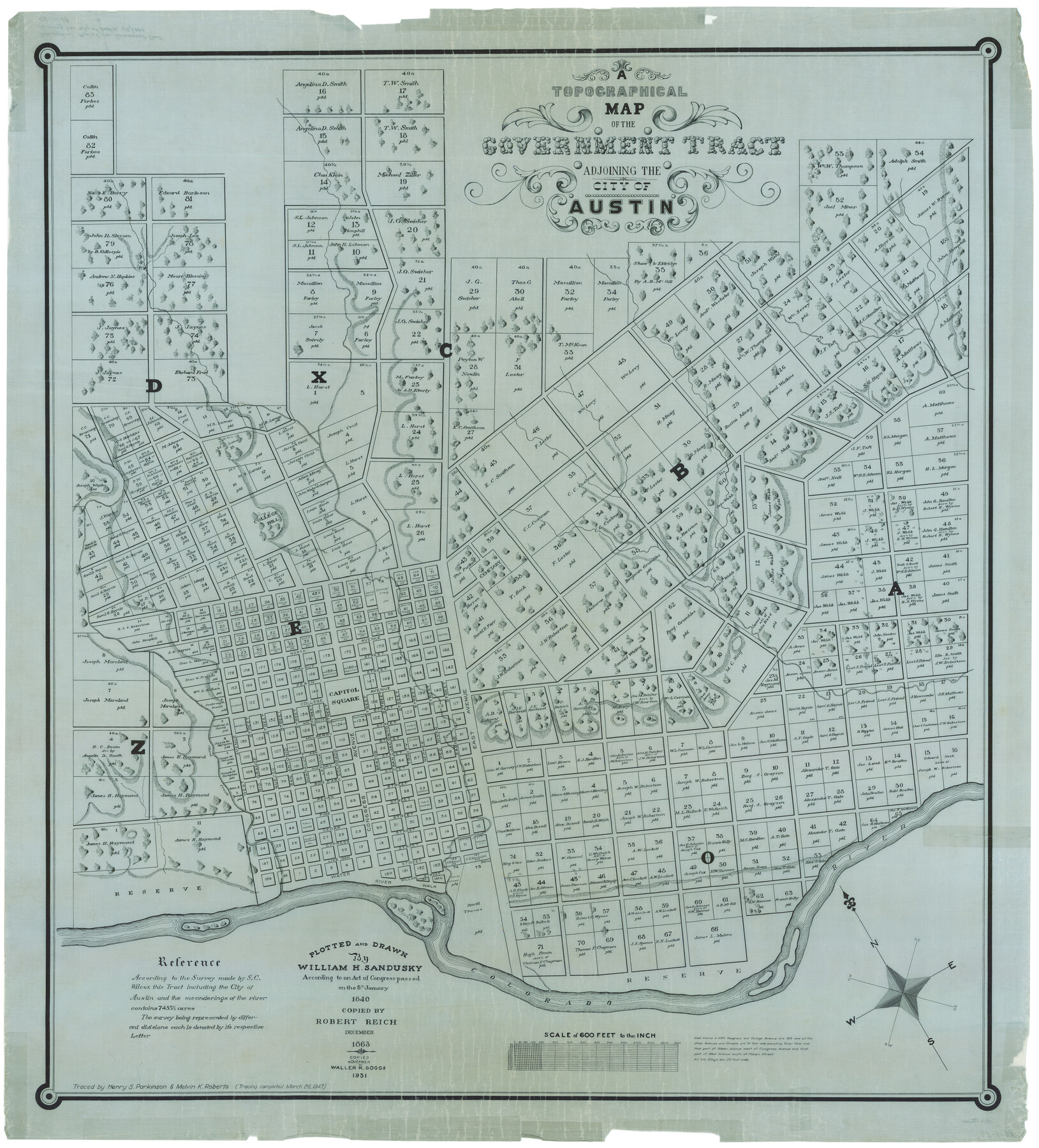 2180, A Topographical Map of the Government Tract adjoining the City of Austin, General Map Collection
