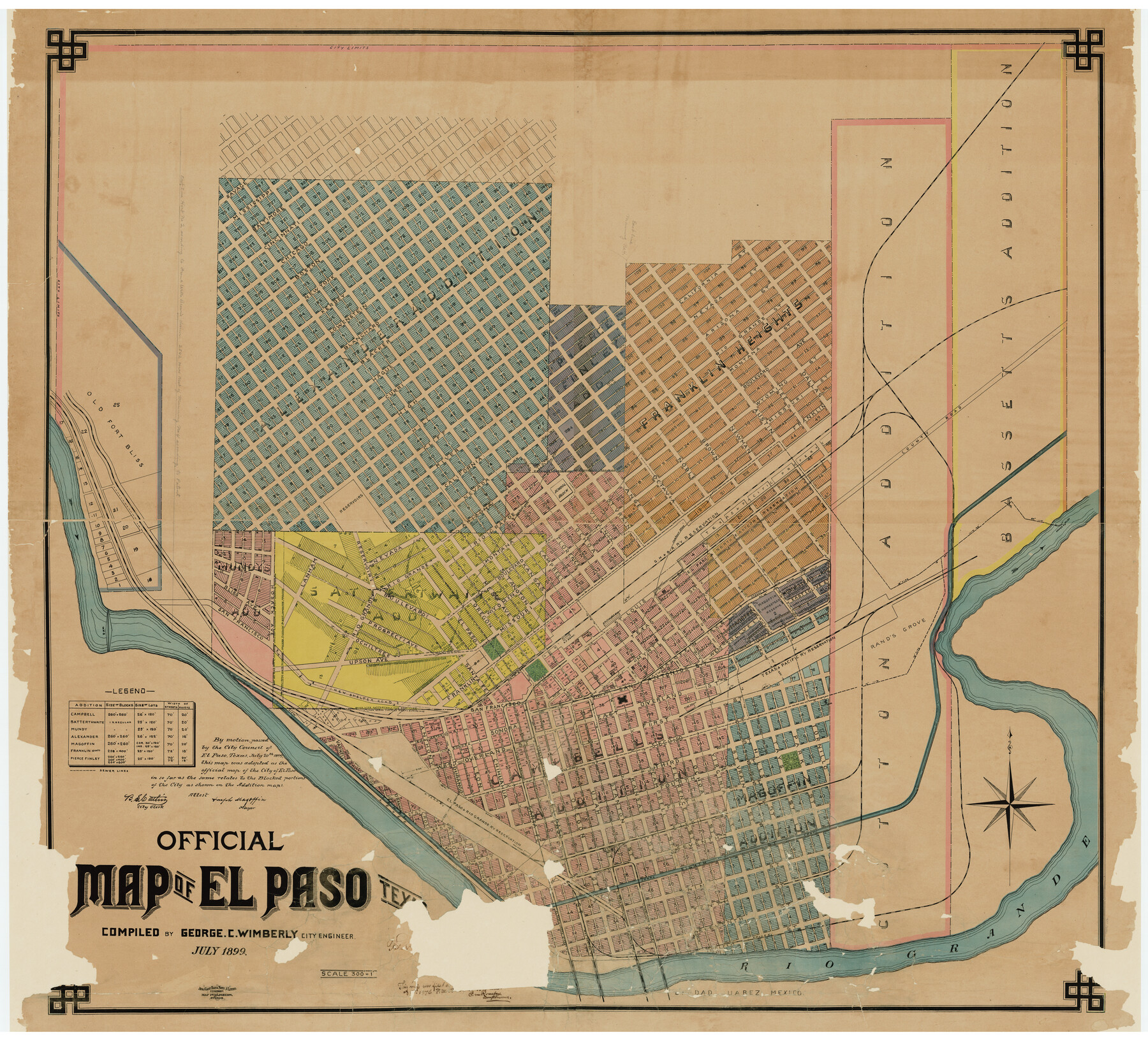 2190, Official Map of El Paso, General Map Collection