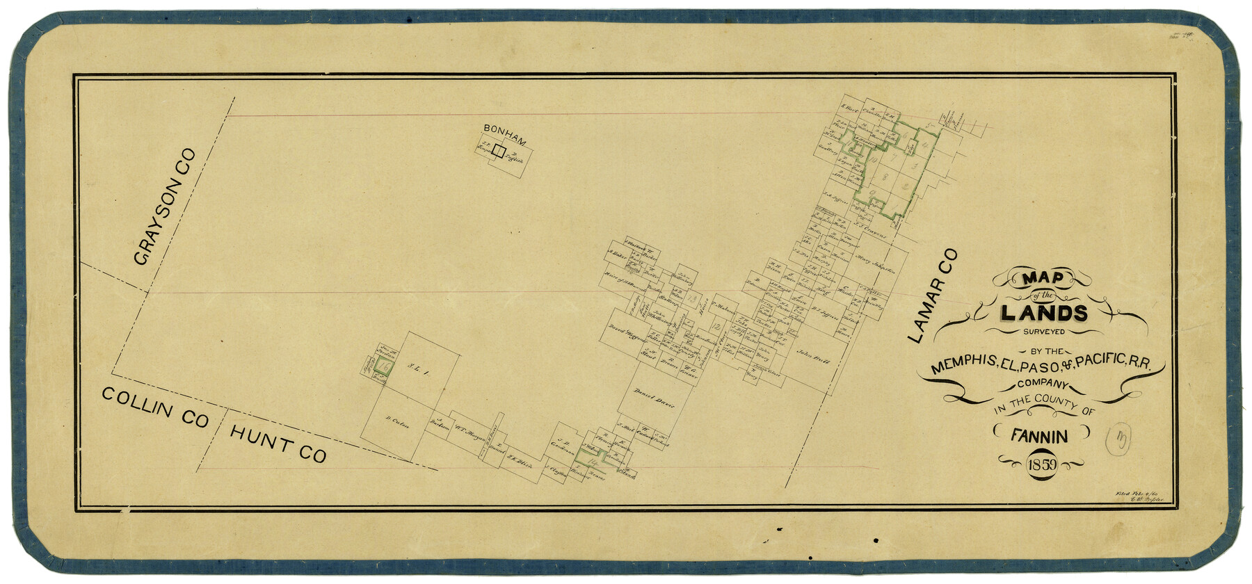 2219, Map of the Lands Surveyed by the Memphis, El Paso & Pacific R.R. Company, General Map Collection
