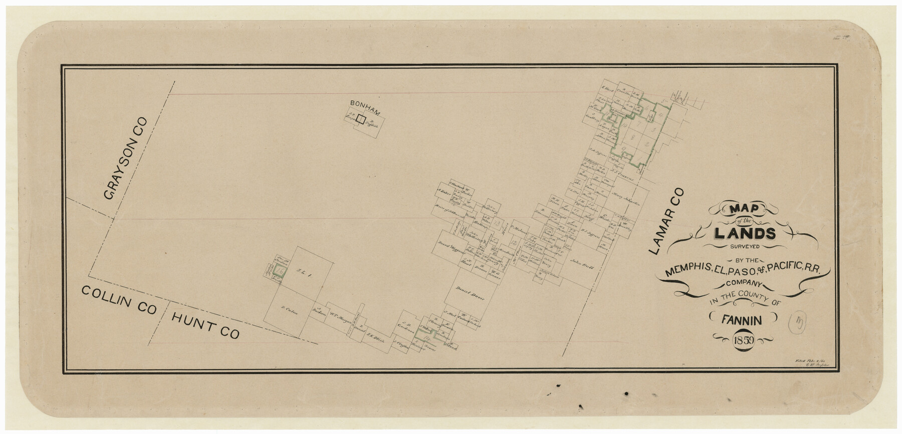 2219, Map of the Lands Surveyed by the Memphis, El Paso & Pacific R.R. Company, General Map Collection