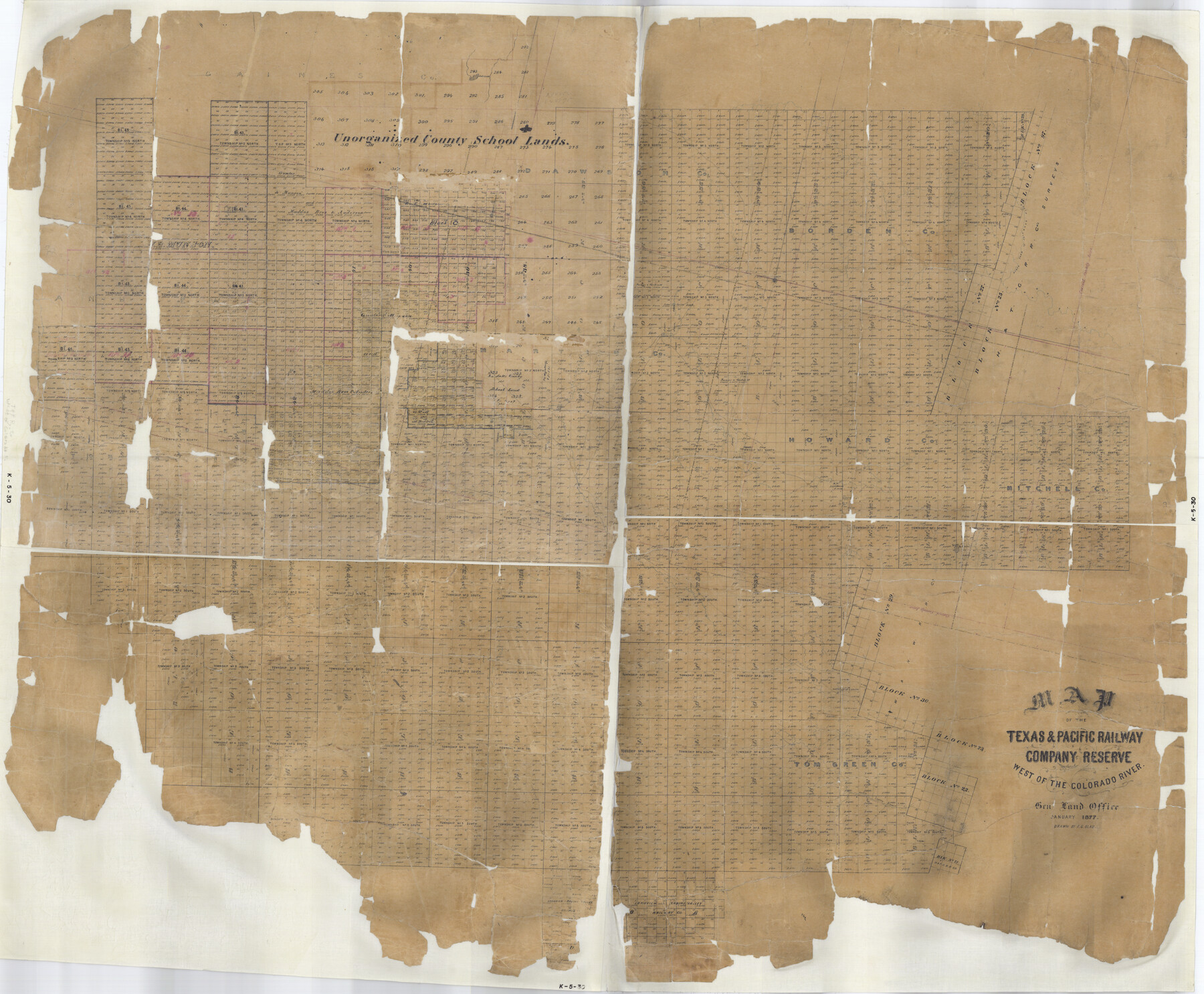 2233, Map of the Texas & Pacific Railway Company Reserve west of the Colorado River, General Map Collection