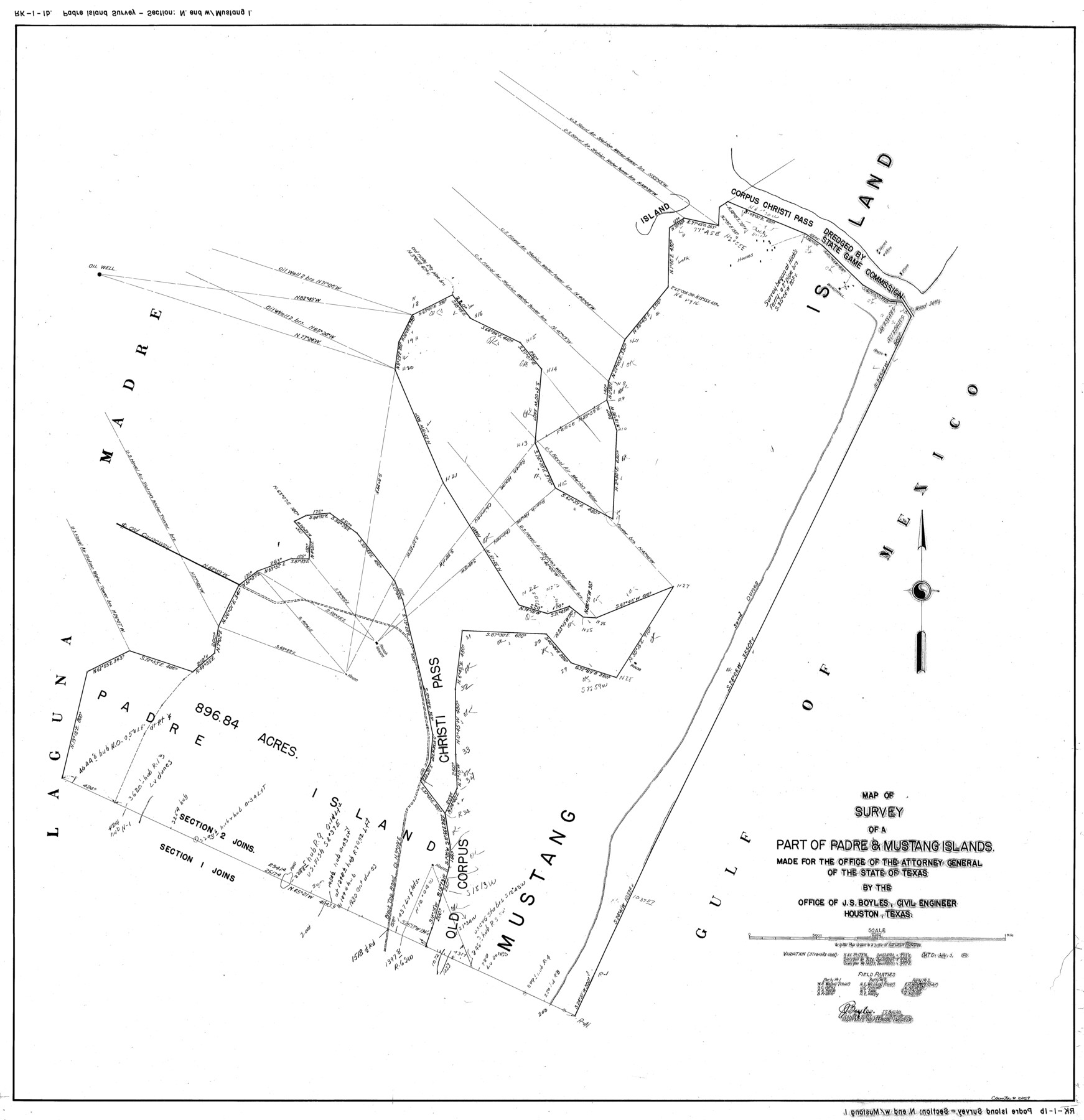 2257, Map of survey of a part of Padre and Mustang Islands made for the Office of the Attorney General of the State of Texas, General Map Collection