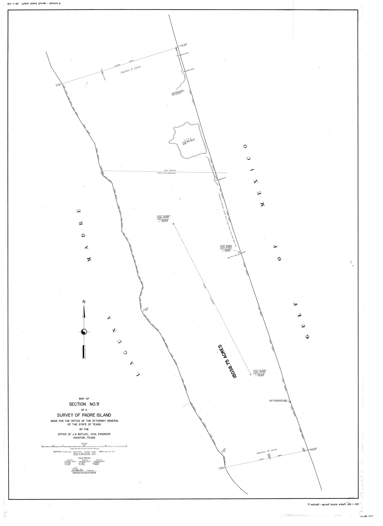 2265, Map of section no. 9 of a survey of Padre Island made for the Office of the Attorney General of the State of Texas, General Map Collection