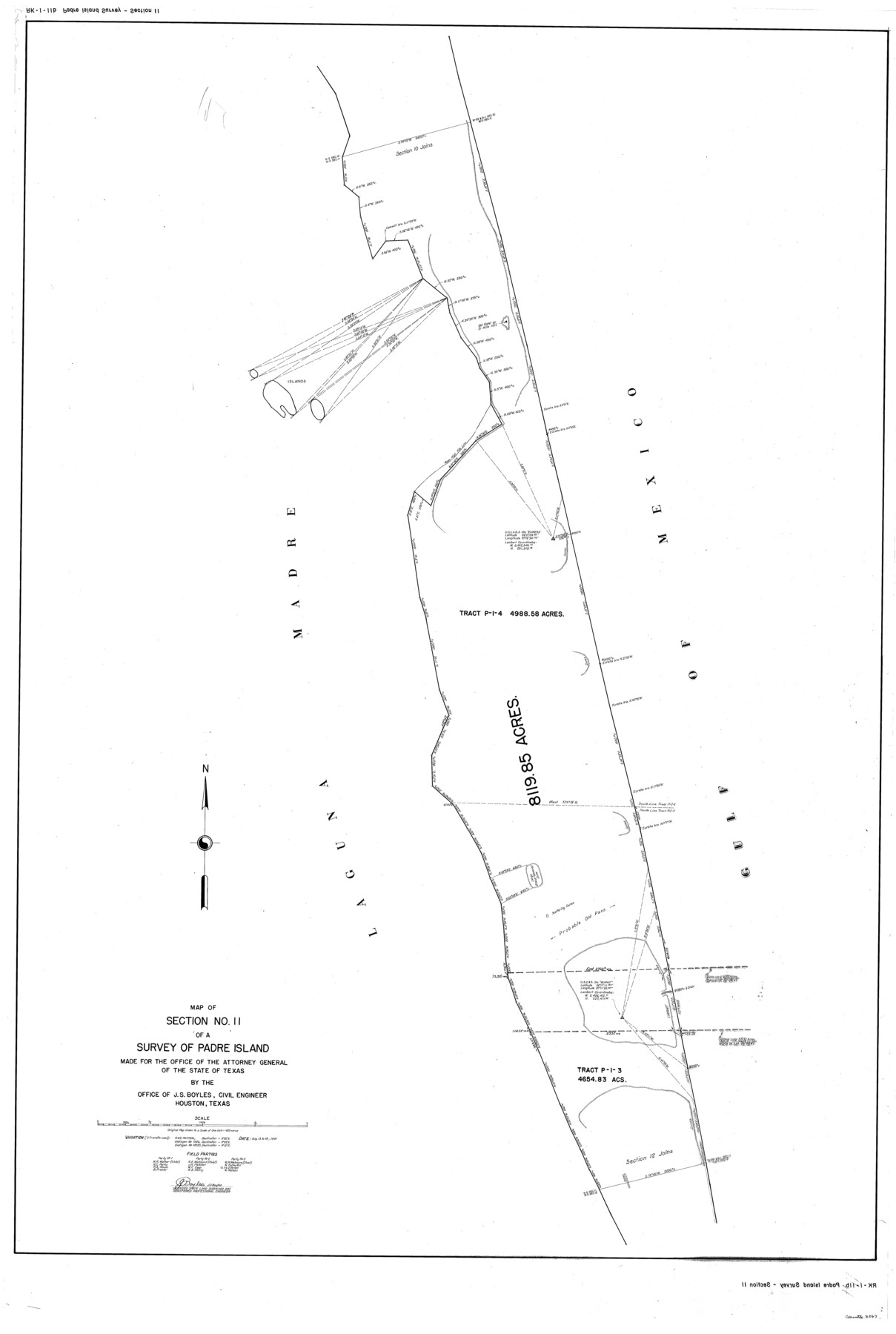 2267, Map of section no. 11 of a survey of Padre Island made for the Office of the Attorney General of the State of Texas, General Map Collection
